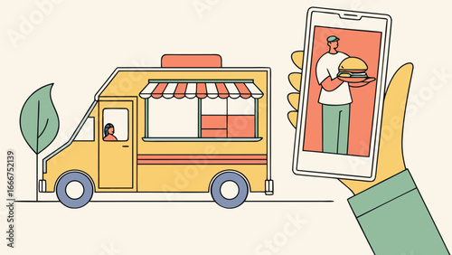 Food truck delivery order via smartphone app mobile app