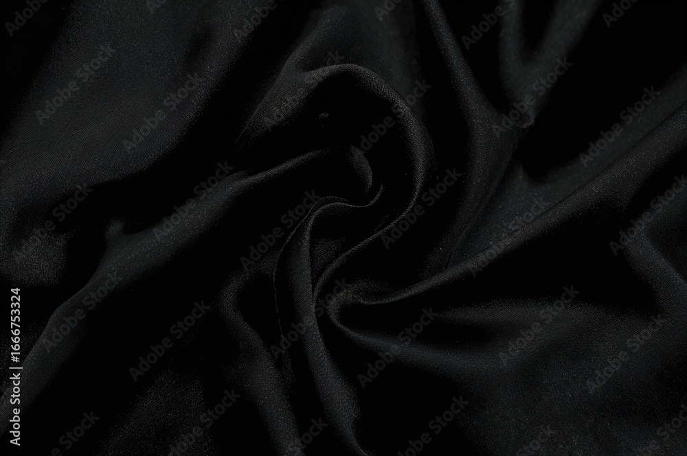 Fototapeta premium Close-up of a gently wrinkled dark fabric with a soft shine, ideal as an elegant backdrop for a moody and alluring theme.
