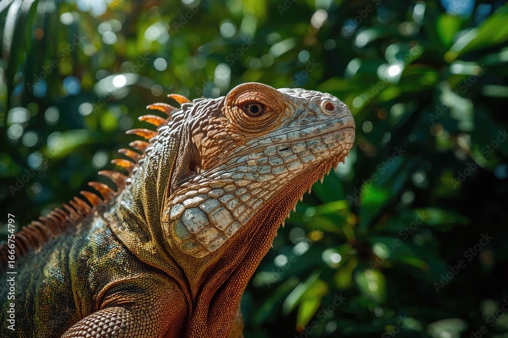 Fototapeta premium Close-up shot of a green iguana