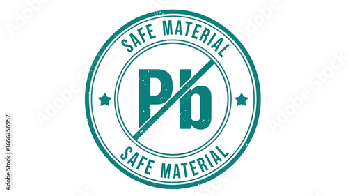 Lead-free safe material stamp icon, symbolizing non-toxic and environmentally friendly product standards, indicating safety and quality assurance for consumers and manufacturers