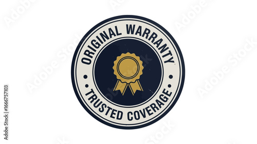 This visually compelling graphic badge signifies an authentic guarantee, representing original warranty and trusted coverage for products and services