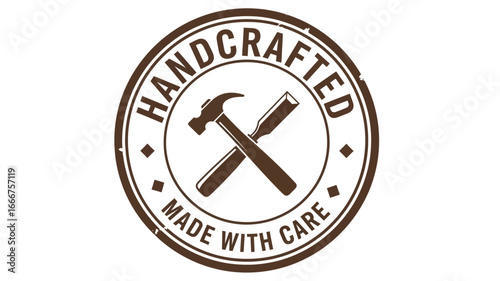 Classic handcrafted quality badge with crossed carpentry tools, symbolizing meticulous workmanship and artisanal skill, perfect for creative projects or vintage-themed branding