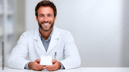 male doctor holding box