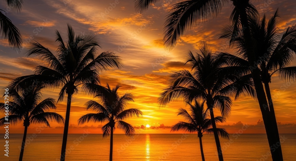 Obraz premium sunset on the tropical beach
