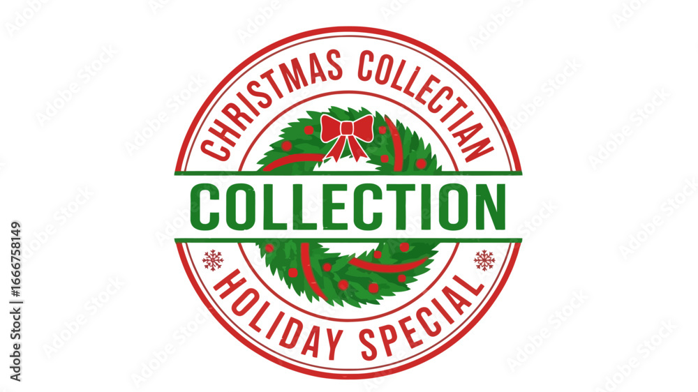 Obraz premium Festive Season Collection Label Design with Holly Wreath and Decorative Text for Holiday Promotions and Special Events