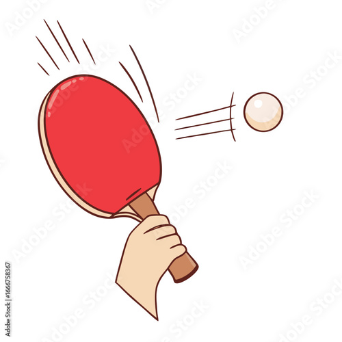 Ping pong racket and ball vector illustration isolated on white background