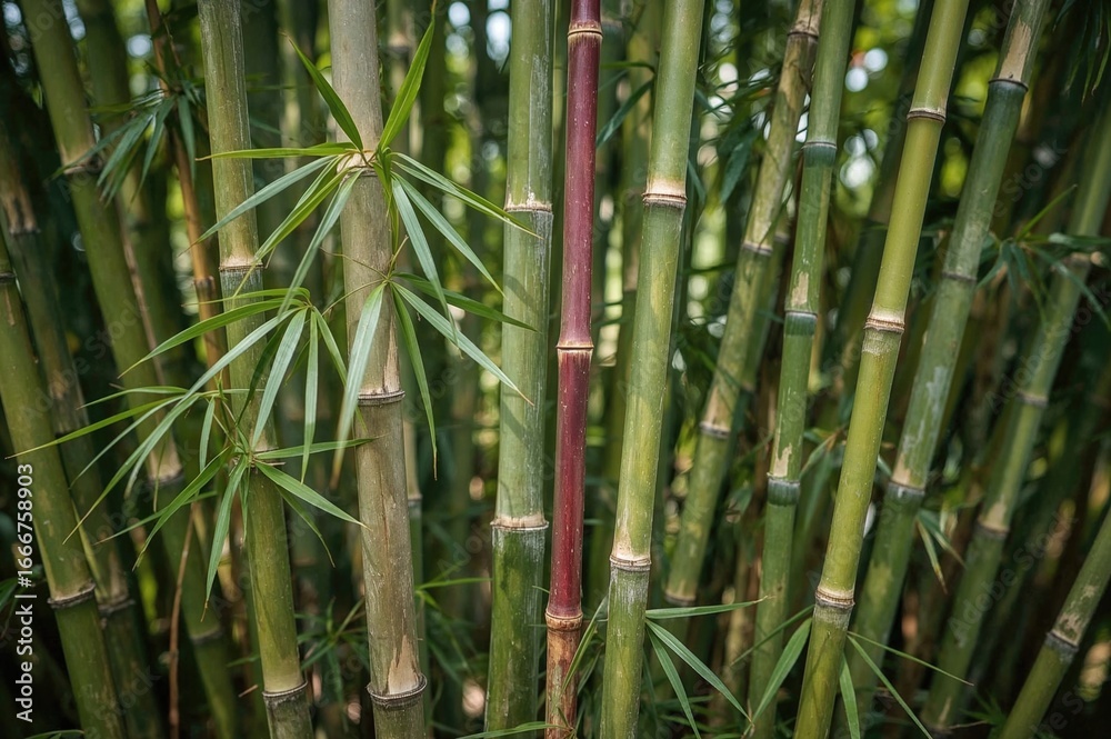 Obraz premium Detailed view of the Fargesia rufa Green Panda bamboo species