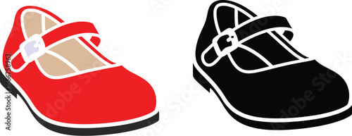 Red mary jane shoes vector illustration fashion footwear design