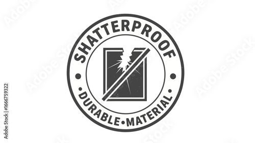 Circular icon symbolizing shatterproof and durable material, ideal for product labeling, safety feature indication, or protective coating representation