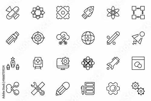 Collection of modern business and technology icons, perfect for presentations, websites, and innovative digital designs, ready to enhance any project.
