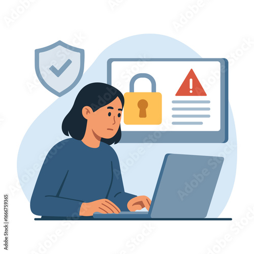 Cyber Security and Data Protection Flat Vector Illustration