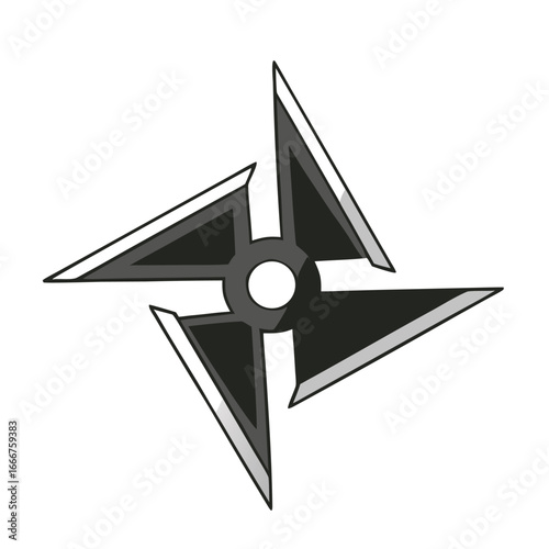 Sharp metallic ninja star weapon vector
