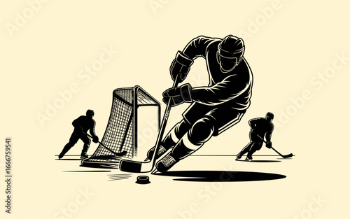Hockey vector design, vector illustration, Hockey design, silhouette style.
