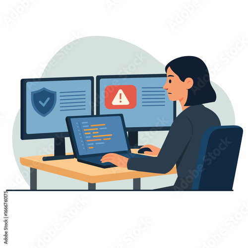 Cyber Security and Data Protection Flat Vector Illustration