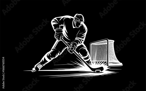 Hockey vector design, vector illustration, Hockey design, silhouette style.
