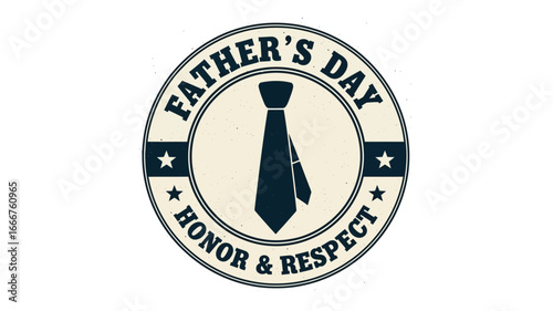 A vintage-inspired emblem design celebrating Father's Day with a classic necktie silhouette, honoring paternal bonds and respect