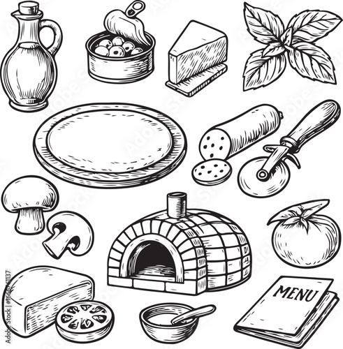 italian food hand-drawn