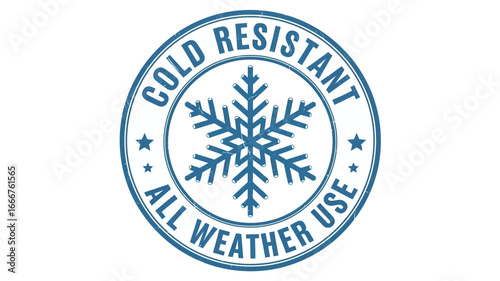 Vector emblem symbolizing exceptional cold resistance and all-weather suitability for durable products, perfect for modern graphic design and branding applications