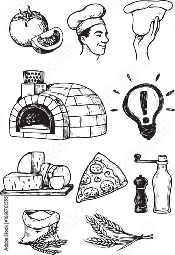 italian food hand-drawn