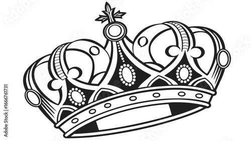 Ornate Black and White Crown Illustration royal monarchy