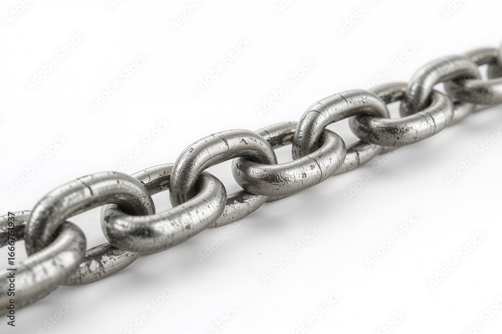 Obraz premium Detailed View of a Metal Chain on a White Background with Clipping Path