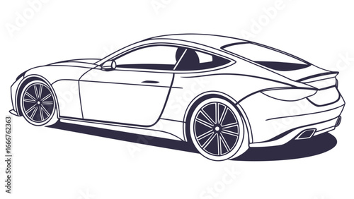 Outline drawing of a modern sports car coupe automobile