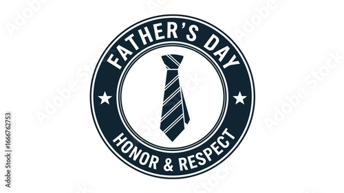 Elegant Monochromatic Father's Day Badge Illustration Featuring a Stylish Necktie, Symbolizing Deep Honor and Respect for Dads and Paternal Figures During Celebrations