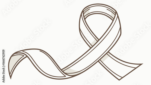 Outline of a light brown awareness ribbon on off-white background