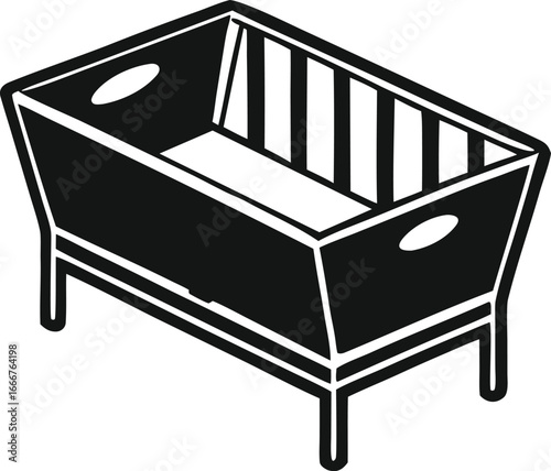 Simple illustration of a vintage baby cradle