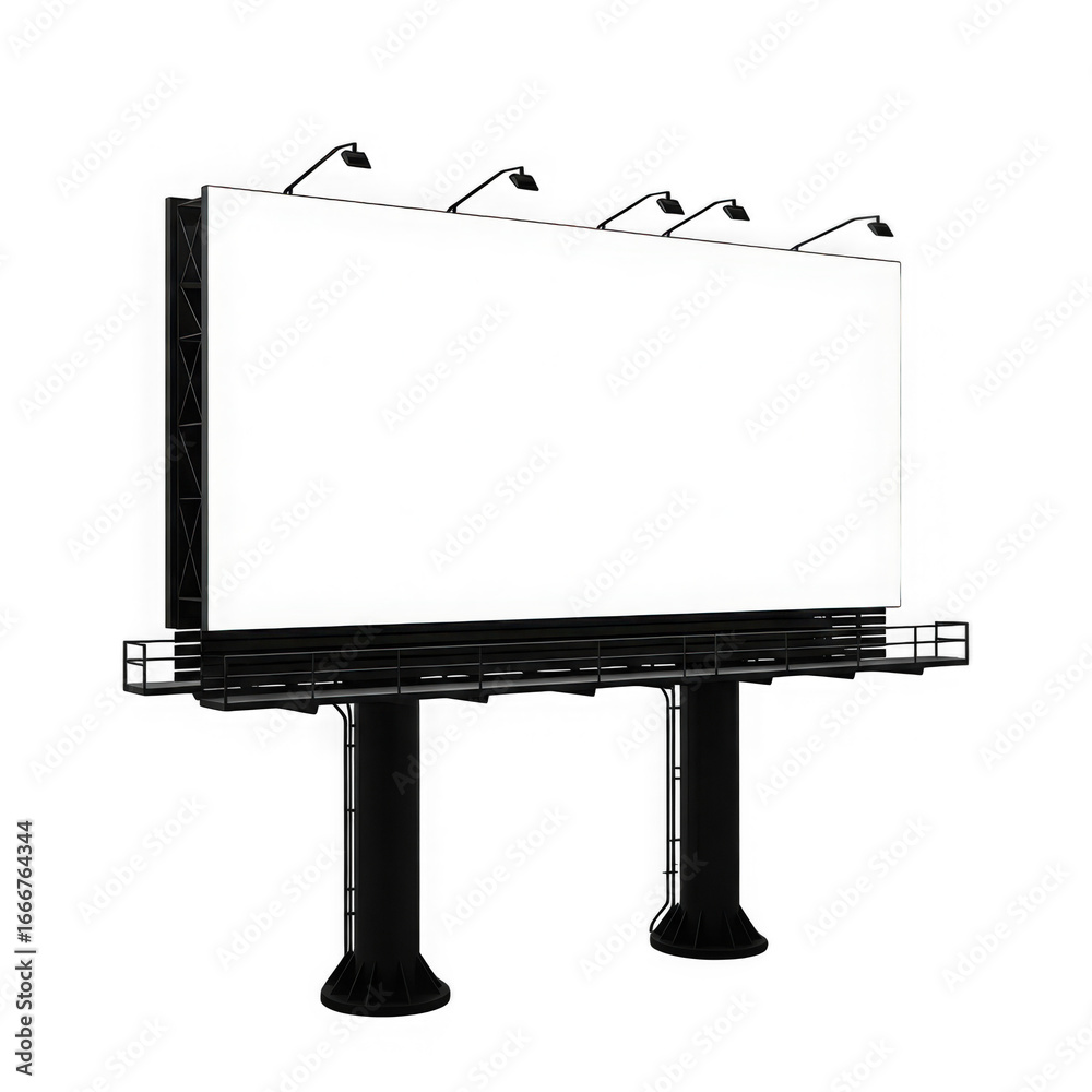 Obraz premium Minimalist high-angle shot of a large rectangular billboard with a blank white display transparent background