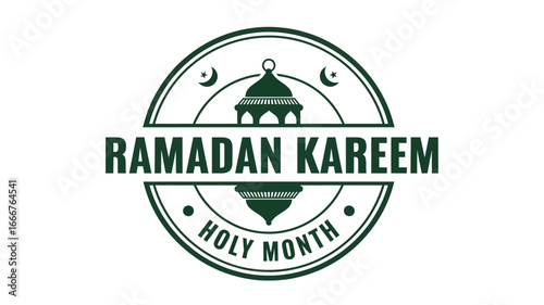 Elegant circular badge with a traditional Islamic lantern, crescent moon, and star, perfect for celebrating the holy month and spiritual observances