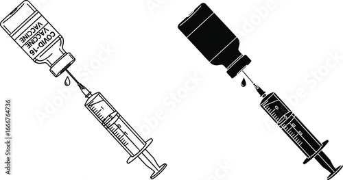 Covid vaccine syringe vector illustration medical treatment design