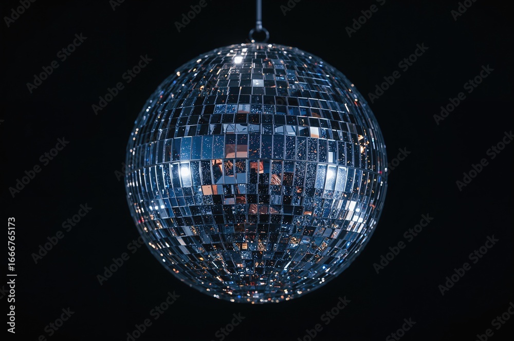 Obraz premium Detailed view of a mirrored party sphere