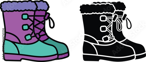 Winter boots vector illustration footwear cold weather fashion item