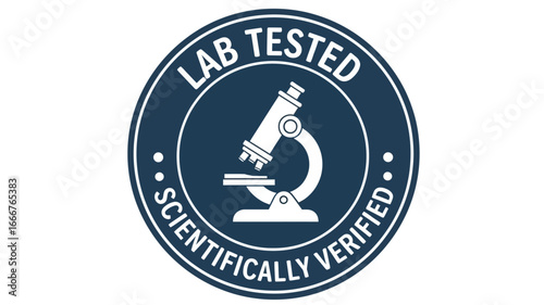 Professional Lab Tested and Scientifically Verified Quality Assurance Badge Icon for Product Reliability and Standard Compliance
