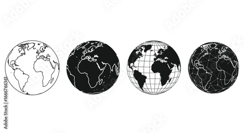 Four stages of earth's digital transformation and global connectivity depicted sequentially vector