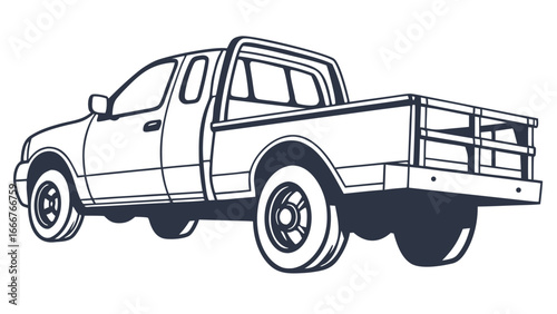Pickup truck viewed from the rear three-quarter angle