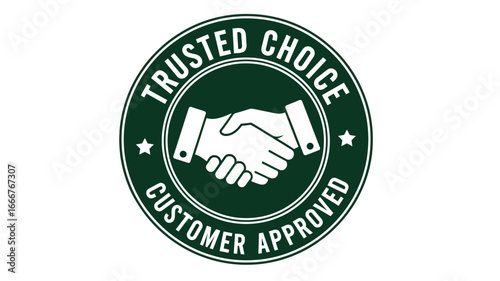 Elegant vector illustration of a green assurance emblem with a handshake, representing guaranteed satisfaction and professional business relationship