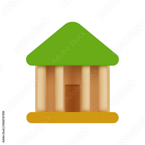 UI icon for bank building, banking account and money deposit. Vector in 3d style, investment or saving funds, assets and financial aid. Economy and economical management system, service and help