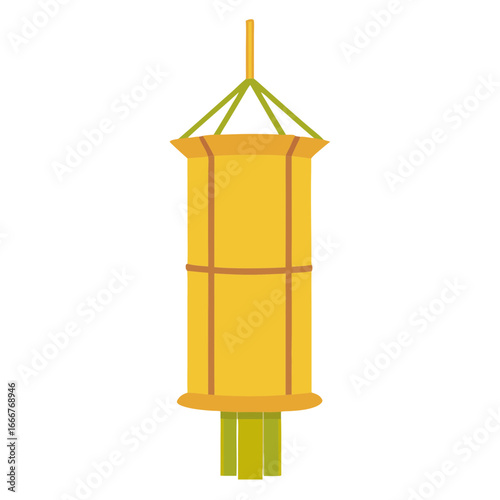 Vector art of a single bright yellow paper lantern