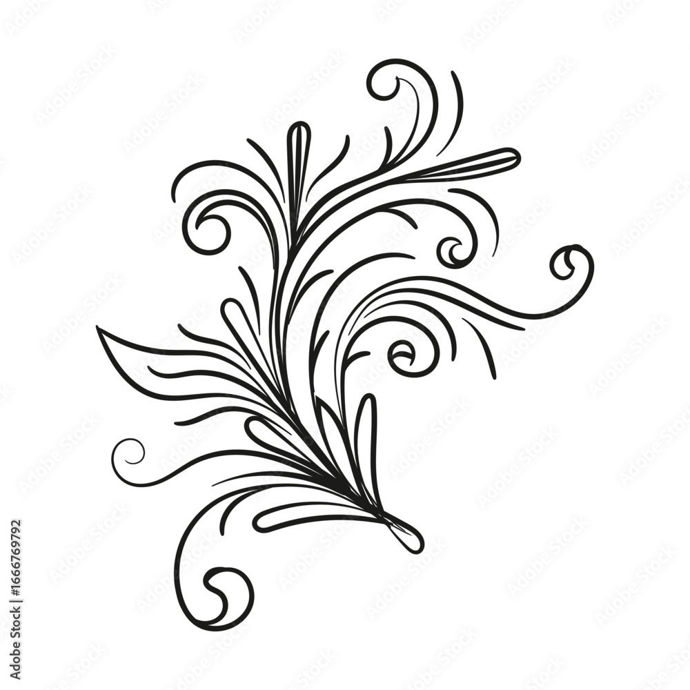 Fototapeta premium Decorative floral vector ornament on white background