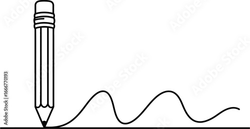 Pencil drawing a wavy line, representing creativity and artistic expression