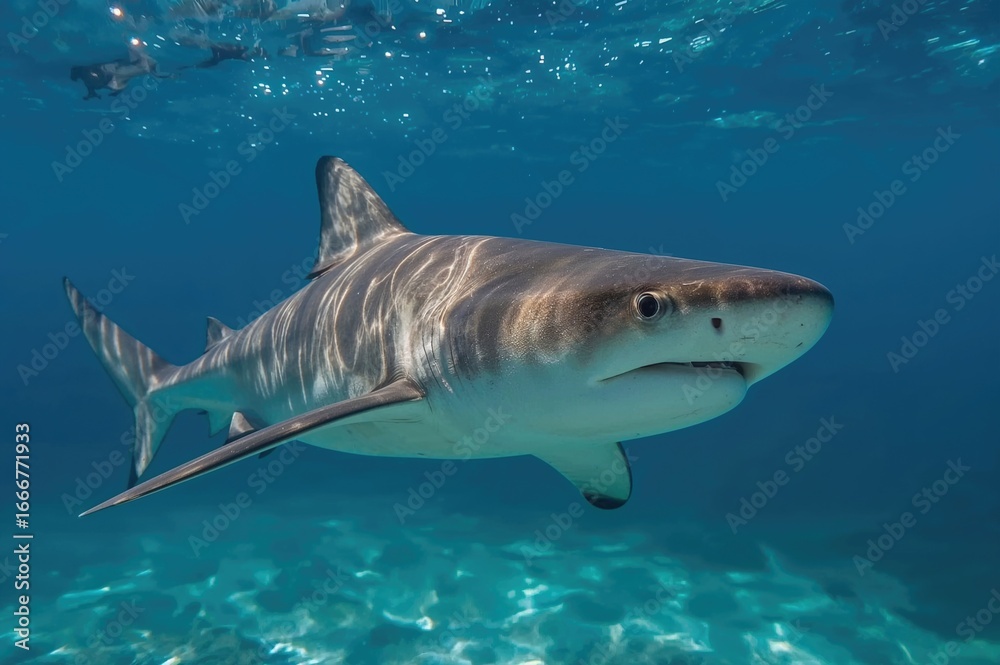 Fototapeta premium Sphyrna tiburo, commonly referred to as the shovel-nosed shark