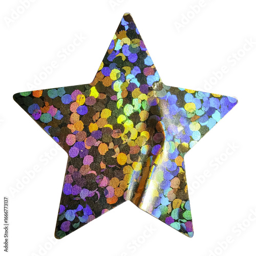 Transparent png of A Colorful, Holographic Glitter Star Sticker 