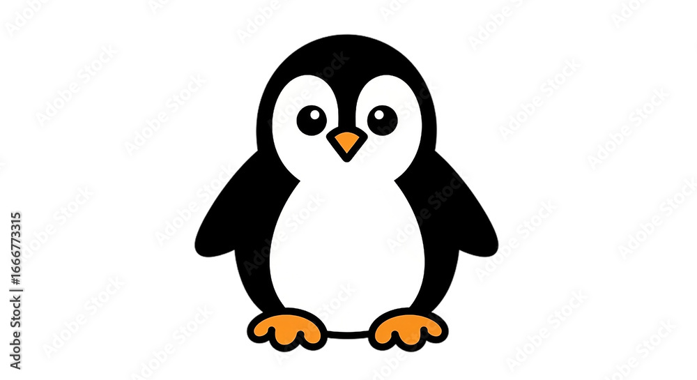 Obraz premium Cartoon penguin isolated on a transparent background