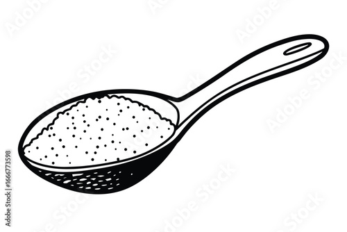Spoon filled with granular sugar illustration sweetener