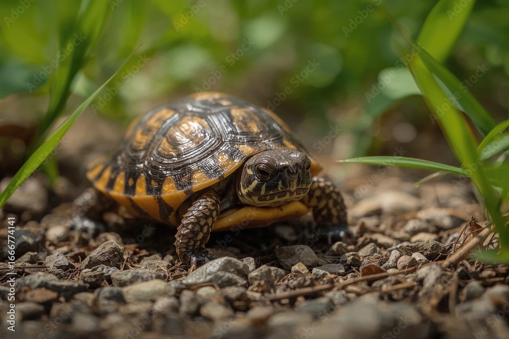 Obraz premium Cute orange baby animal in a natural spring field with summer vibes