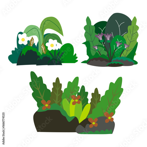 Green Bushes With Flowers illustration 