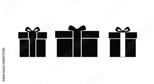 Three stylized black gift boxes with ribbons celebrate any occasion vector