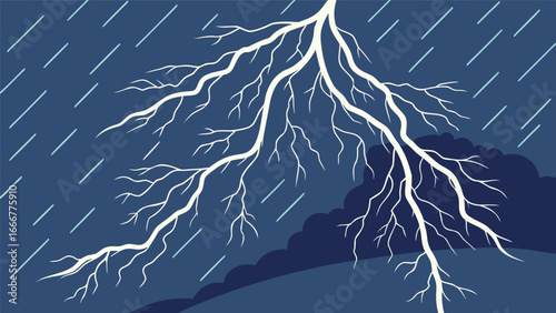Stylized lightning strike during a rainstorm thunder